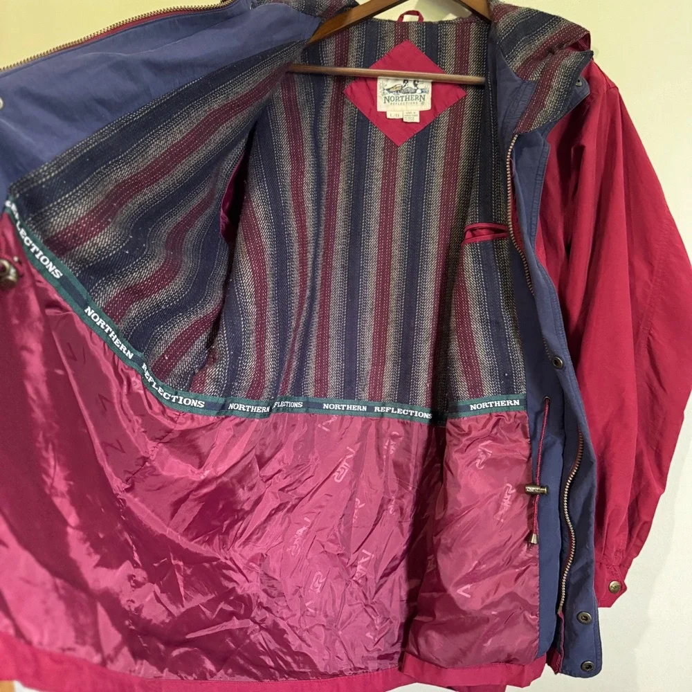 Vintage Northern Reflections 90s Blanket Lined Jacket Sz L Burgundy Lightweight